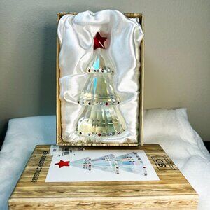 Simon Design SD Clear Iridescent Crystal Christmas Tree Red Star
